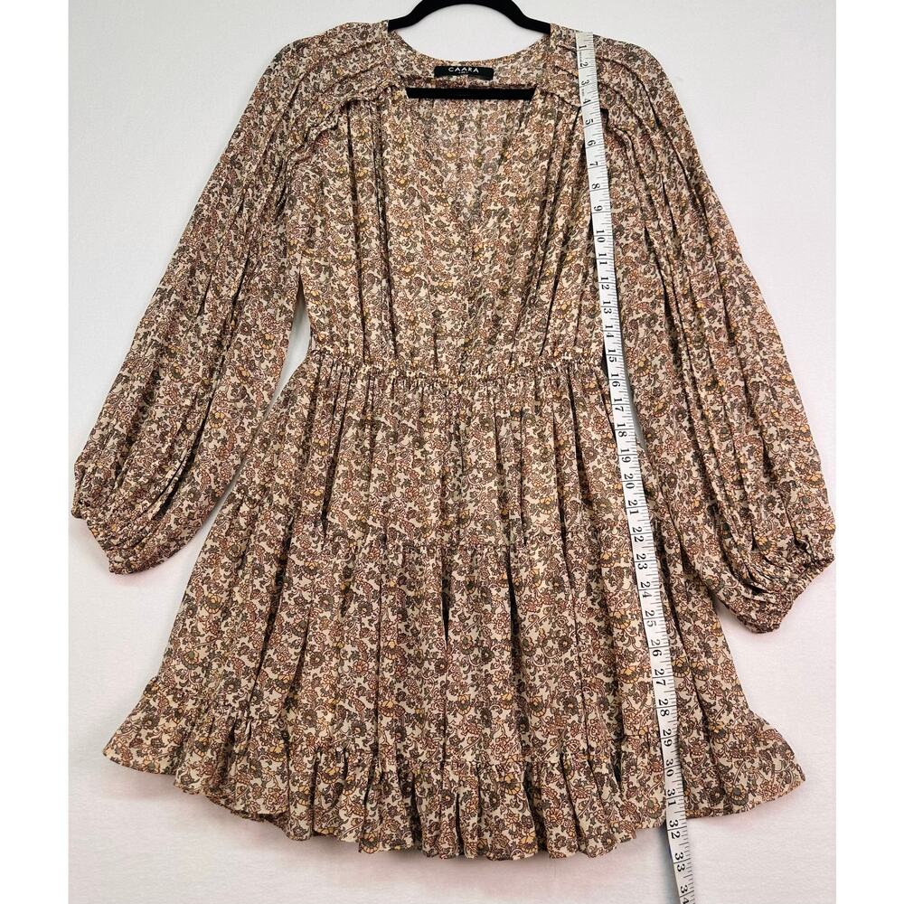 Caara Floral Print Fit and Flare Long Sleeve Mini Dress Size XS - Picture 8 of 12